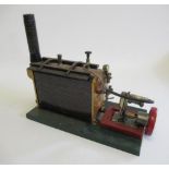 Single cylinder stationary steam engine with Stuart turner boiler and spirit burner with scratch