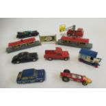 Playworn diecast vehicles by Corgi, Lone Star and others, some items damaged or parts missing, F-