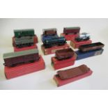 Hornby Dublo Super Detail wagons comprising 4316 S.R. Horsebox with Horse, 4656 Mineral Wagon (