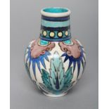 A BURMANTOFTS FAIENCE SMALL VASE, early 20th century, of baluster form with short cylindrical