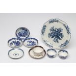A COLLECTION OF FIRST PERIOD WORCESTER PORCELAIN, various dates and marks, comprising a Pine Cone