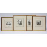 EDWARD J. WHEELER (1848-1933), Figure Scenes, ink drawings, signed with initials, four various,