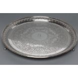 AN EDWARDIAN SILVER SALVER, maker Walker & Hall, Sheffield 1905, of plain circular form centrally