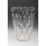 CLYNE FARQUHARSON FOR JOHN WALSH WALSH, 1936, a clear glass vase of tapering cylindrical form with