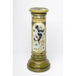A BURMANTOFTS FAIENCE JARDINIERE STAND, early 20th century, of cylindrical form with flared top