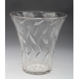 CLYNE FARQUHARSON FOR JOHN WALSH WALSH, 1940, a clear glass vase of flared cylindrical form cut with