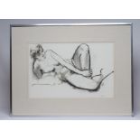 TREVOR STUBLEY (1932-2010), Female Nude Study, charcoal drawing, signed, 18" x 27 1/2", aluminium