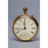 A WALTHAM TOP WIND POCKET WATCH, the white enamel dial with black Roman numerals enclosing