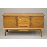 AN ALFRED COX CALAMANDER VENEERED SIDEBOARD, 1960's, the four central drawers with loop handles