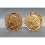 TWO VICTORIA OH HALF SOVEREIGNS, 1895, 4g, and 1897, 3.9g (Est. plus 21% premium inc. VAT)