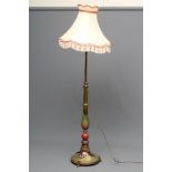 AN ARTS AND CRAFTS STYLE COPPER AND BRASS STANDARD LAMP, early 20th century, the baluster turned