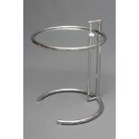 EILEEN GRAY (1878-1976), An E1027 style chrome and glass table, height adjustable, 20" x 25 1/4" (