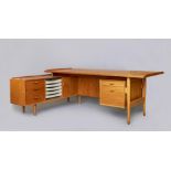 ARNE VODDER FOR SIBAST, a teak executive desk Model 308 Denmark, 1960's, the L shaped desk with