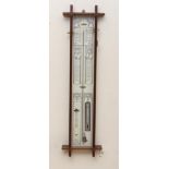 AN ADMIRAL FITZROY MERCURY BAROMETER with thermometer and Gothic style paper registers in