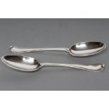 A PAIR OF GEORGE II SCOTTISH PROVINCIAL SILVER TABLESPOONS, maker Coline Allan, Aberdeen c.1748,