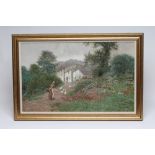 J.M. SOUTHERN R.C.A. (19th Century), Hill Farm with Girl and Geese in the Foreground, pastel,