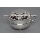 A LATE VICTORIAN SILVER ARTS AND CRAFTS PORRINGER AND COVER, maker Slater, Slater & Holland,