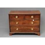 A REGENCY MAHOGANY STRAIGHT FRONTED CHEST, late 18th century, the moulded edged top over two short