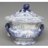A BRAMELD POTTERY CASTLE OF ROCHFORT PATTERN SOUP TUREEN AND COVER, c.1830, of lobed rounded