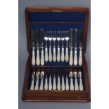 A SET OF TWELVE VICTORIAN SILVER DESSERT KNIVES AND FORKS, maker George Angell, London 1873 (two