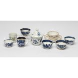 A COLLECTION OF 18TH CENTURY ENGLISH PORCELAIN comprising a First Period Worcester coffee cup