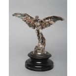 AFTER COLIN GEORGE, Icarus, a silvered metal figure/car mascot, Unis foundry mark, retailed by
