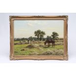 DIXON CLARK (1894-1944), Haymaking, oil on canvas, signed, 16" x 22", gilt frame (Est. plus 21%