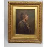 (?) HOOK (19th Century), Profile Portrait of a Labourer, head and shoulders, oil on canvas,