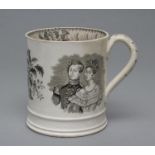 OF ROYAL INTEREST- Queen Victoria and Albert, a Staffordshire pottery mug, 1840, of cylindrical