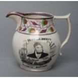 OF POLITICAL INTEREST- "Hunt and Liberty, Radical Reform", a pearlware jug of baluster form