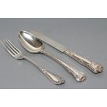 A LATE GEORGE III SILVER KING'S PATTERN TABLESPOON, maker J & G Piercy, London 1819, engraved "T"