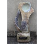 (SHONA) 20th century, "Nbira Player" by Jealous Dumba, granite sculpture of abstract form with