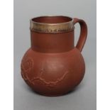 AN ELERS TYPE REDWARE MUG, early 18th century, with plain cylindrical upper section, plain pulled