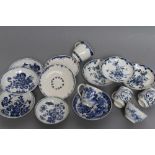 A COLLECTION OF FIRST PERIOD WORCESTER BLUE AND WHITE PORCELAIN, comprising a pair of Mother,