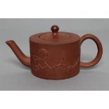 AN ELERS TYPE REDWARE MINIATURE TEAPOT AND COVER, early 18th century, similar to the previous lot (