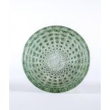 A LALIQUE GLASS NEMOURS BOWL, 20th century, of plain circular form with green staining, moulded R