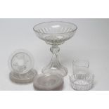 A SET OF NINE VICTORIAN CIRCULAR GLASS ICE PLATES, the rims engraved and etched with fruiting