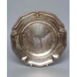 A SILVER PLATE, London Import 1936, stamped 950A/DM, of shaped circular form, the pie-crust rim with