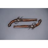 A MATCHED PAIR OF FLINTLOCK PISTOLS by Lazaro Lazarino, both barrels approximately 10 1/2" long with