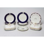 A COLLECTION OF VICTORIAN AND LATER ARMORIAL PORCELAIN, comprising three Royal Worcester soup plates