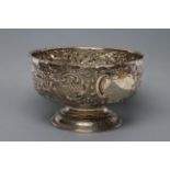 A LATE VICTORIAN SILVER ROSE BOWL, maker Elkington & Co. Ltd., Birmingham 1898, the everted