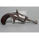 A RARE "TRUE BLUE" .32 RIMFIRE REVOLVER, the 2 1/2" barrel stamped with the name, fixed front sight,