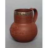 AN ELERS TYPE REDWARE MUG, early 18th century, with turned reeded upper cylindrical section, plain