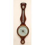 A FOUR GLASS WHEEL BAROMETER signed Borina, with thermometer, 10" enamelled dial with Roman numerals