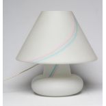A MURANO VETRI GLASS LAMP BASE AND SHADE, modern, the white opaque conical shade and baluster base