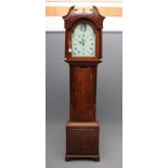 AN OAK LONGCASE signed T Dodson, Leeds, the thirty hour movement with anchor escapement and
