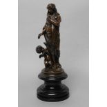 AFTER FRANCOIS MAGE (French 1826-1910), Cupid and Psyche(?), bronze group with brown patination