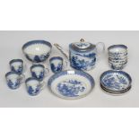 AN ENGLISH PORCELAIN PART TEA AND COFFEE SERVICE, c.1800, possibly Miles Mason, printed in