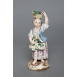 A MEISSEN PORCELAIN FIGURE, late 19th century, modelled as a young girl allegorical of Autumn,