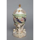 A SEVRES STYLE PORCELAIN POT POURRI, late 19th century, the ovoid bowl with hinged pierced and